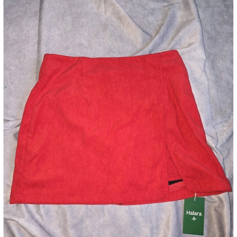 Halara High Waisted Corduroy 2-in-1 Skirt Split Hem Back Zip Womens M NWT